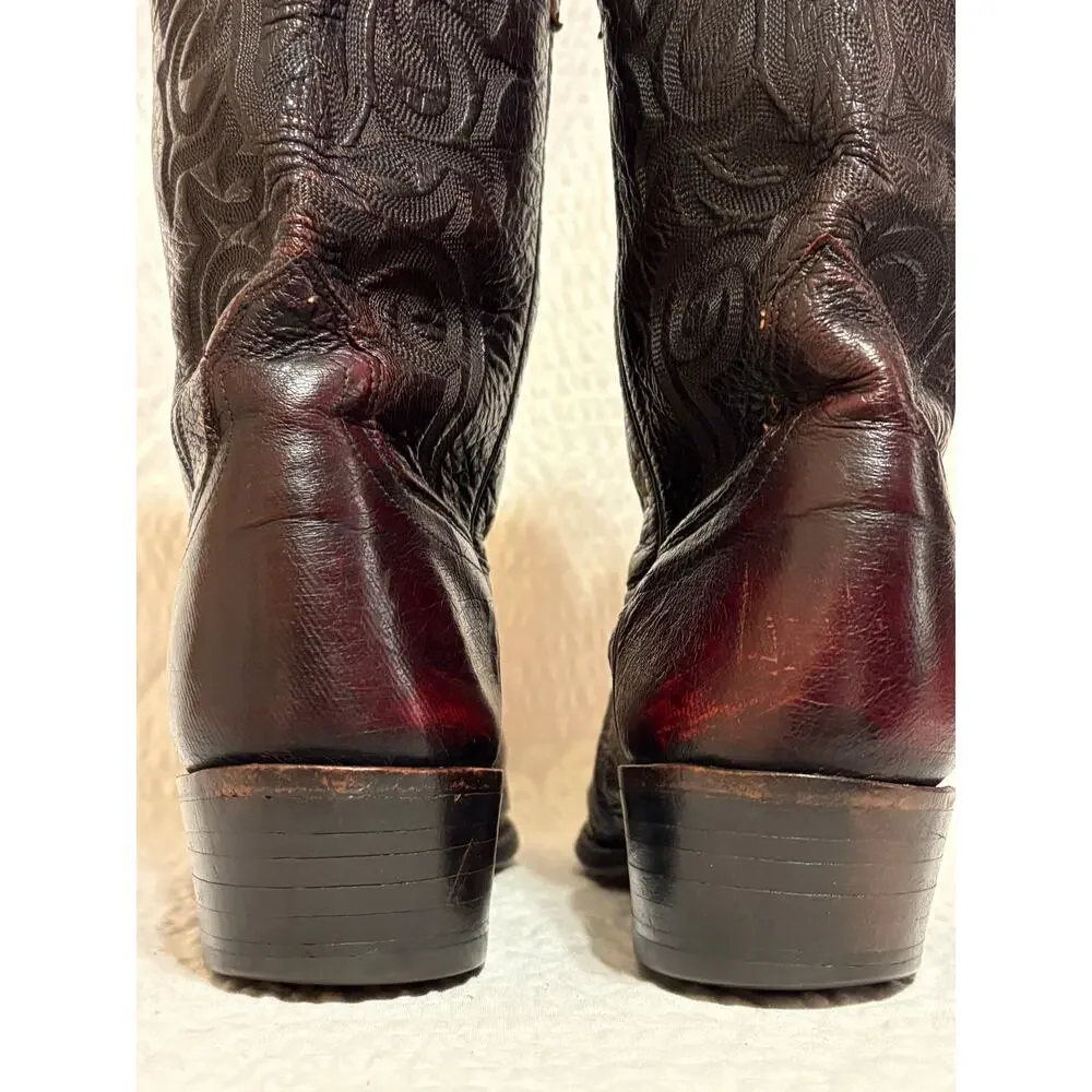 Luchesse 2000 VTG T3132RF Ostrich Black Cherry Western Cowboy Boots Men’s 8.5EE